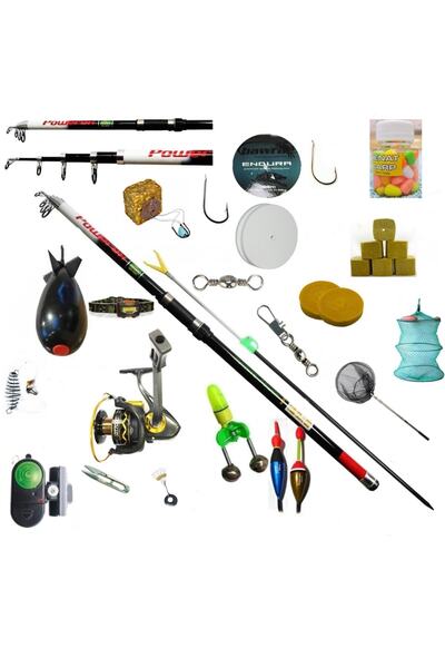 POWEREX Profesyonel Karbon Surf Sazan 390 cm.Kamış 7000 lik Makine Balıkçı Full Olta Seti