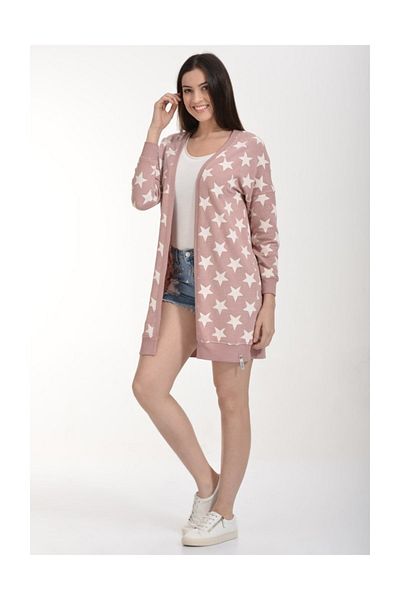 Cotton Candy Cardigan Imprimat Steaua - Pudra