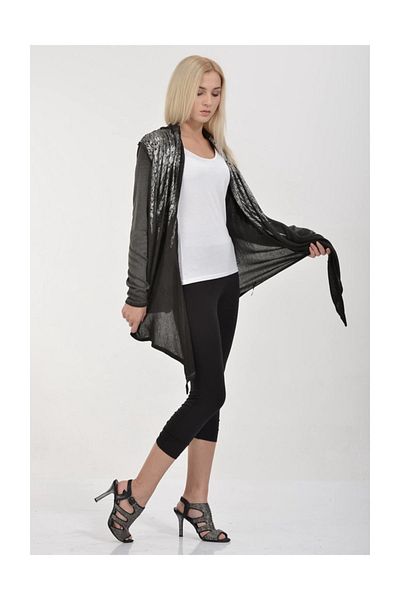 Cotton Candy Cardigan Anthracite Silver Metallic Printed
