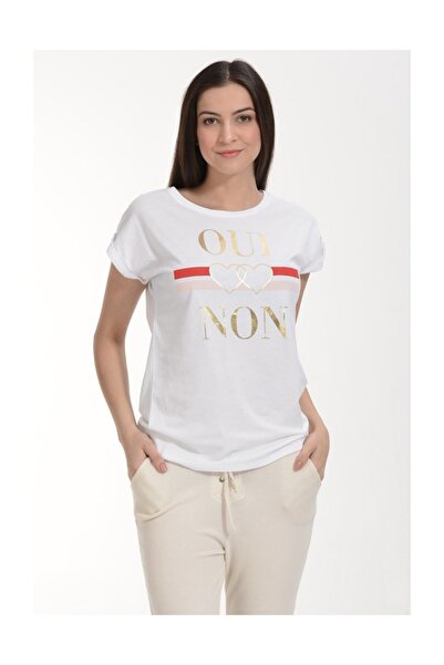Cotton Candy Футболка з коротким рукавом з принтом Oui-Non - біла