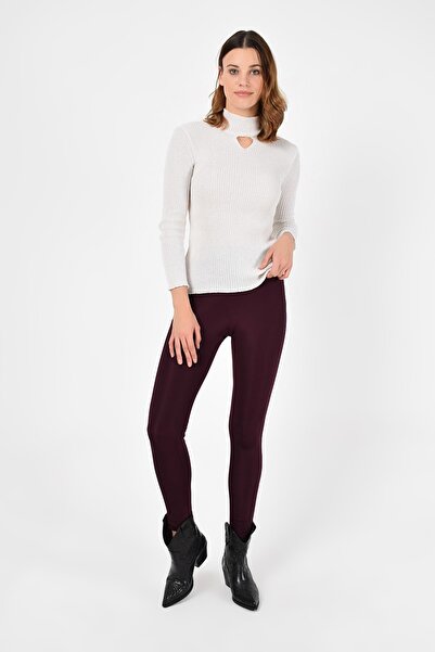 Laranor Women's Plum Shiny Fabric Tights 19L6411