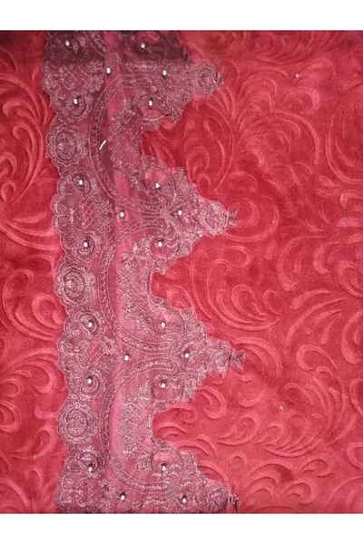 Snow 6 Piece Laced Blanket Set - Red