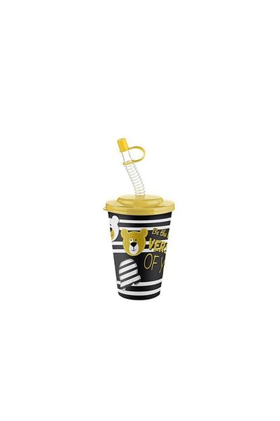 Titiz Transparent Cute Glass with Straw 400 ml Special Glass for Children