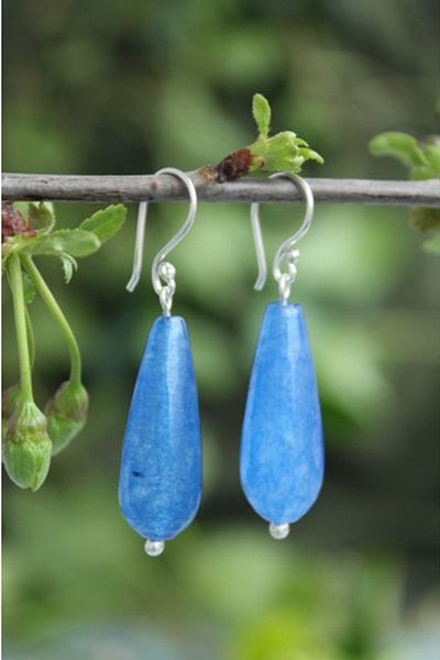 Stoneage Silver Earrings Jade Natural Stone