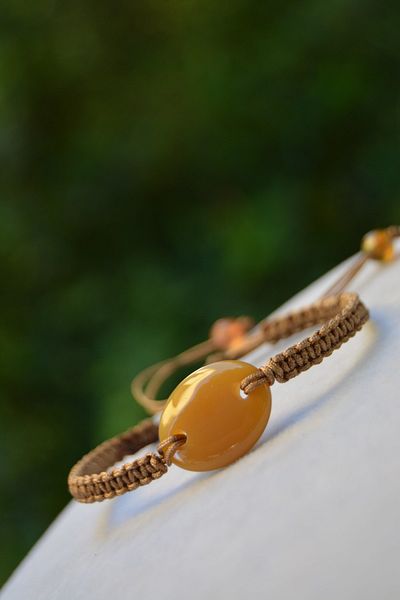 Stoneage Natural Stone Macrame Sports Bracelet - Agate