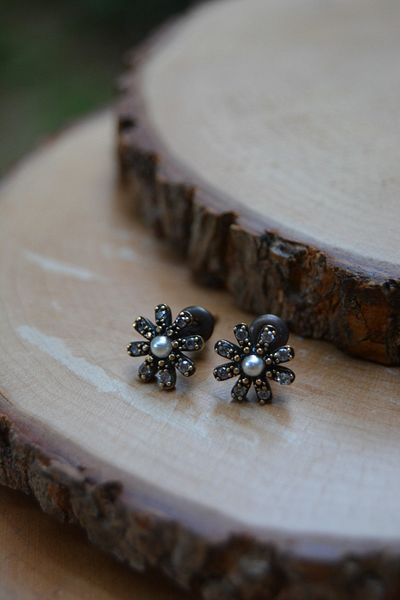 Stoneage Zircon Stone and Pearls Authentic Women's Earrings