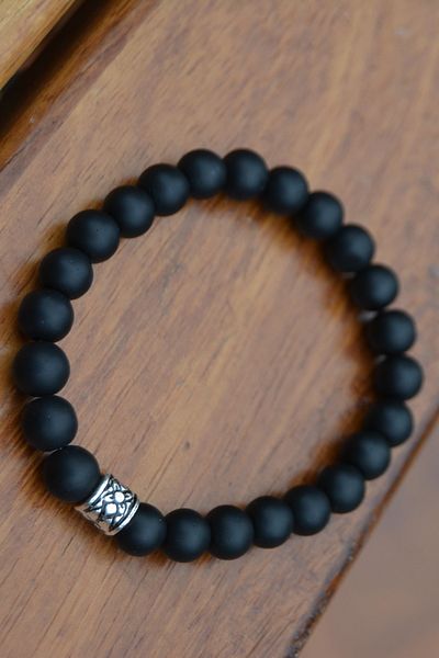 Stoneage Matte Glass Beaded Unisex Bracelet