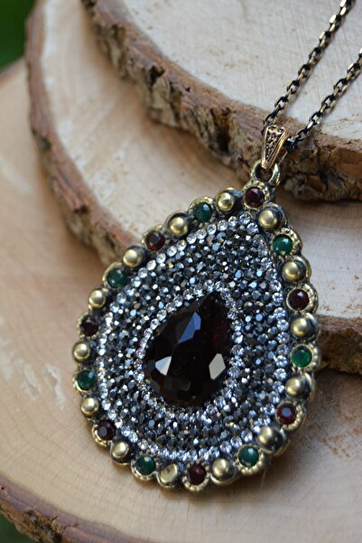 Stoneage Jewellery Bordo Kristal Taşlı Bayan Kolye