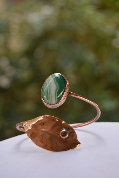 Stoneage Jewellery Yeşil Akik Taşlı Tasarım Bileklik