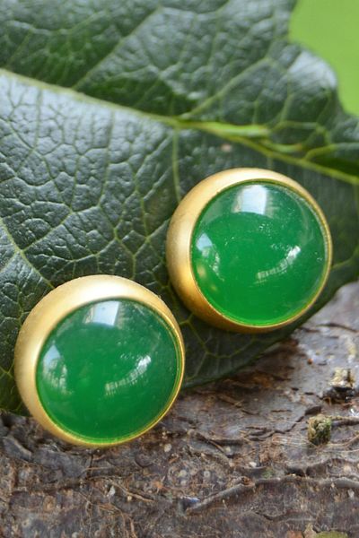 Stoneage Hand Plastered Jade Natural Stone Women's Earrings