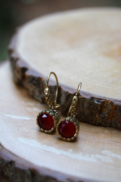 Stoneage Ruby Stone Authentic Women's Earrings