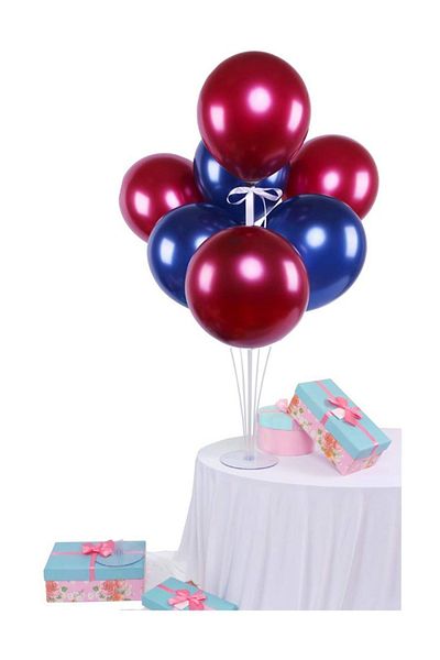 kidspartim 7 Piece Balloon Stand Bunch Claret Red and Navy Blue Balloon