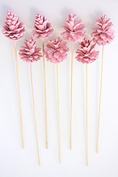 Yapay Çiçek Deposu 7-компонентна светлорозова бамбукова дръжка с шишарка