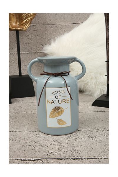 Vitale Ceramic Decor - Natural Blue, Plain, Medium