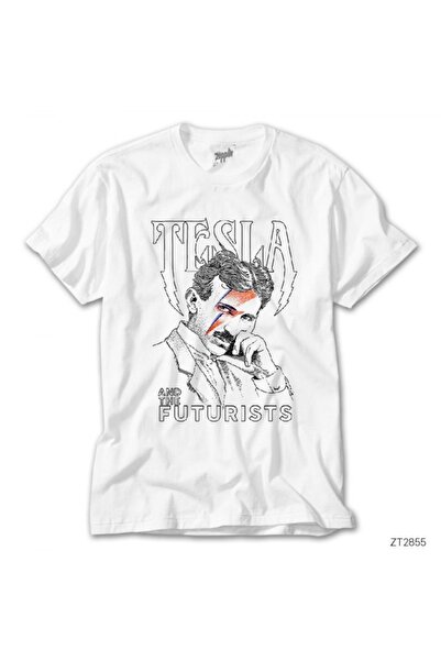Z zepplin تي شيرت تسلا المستقبلي الأبيض