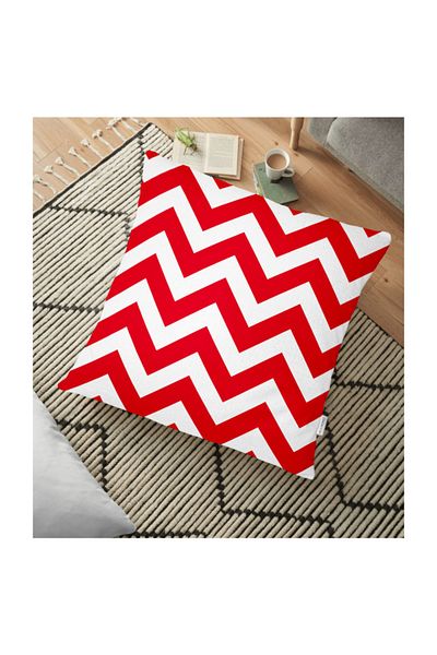 Realhomes Pernă decorativă pentru podea, cu model în zig-zag, imprimată digitală - 70 X 70 cm