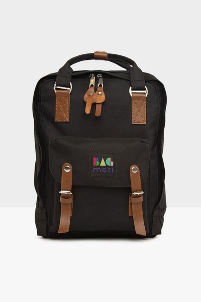 Bagmori Unisex Black Belt Detailed Pocket Backpack