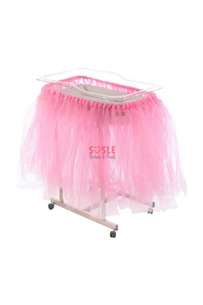 Süsle Baby Party Hastane Küvöz Eteği, Pullu Tüllü, 16 M2, Pembe