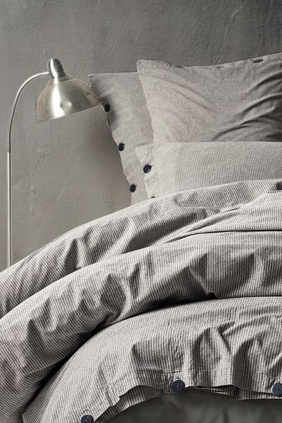 Berolige Pinstripe 100% βαμβακερό διπλό νήμα που πλένεται με ριγέ σετ κρεβατιού Anthracite