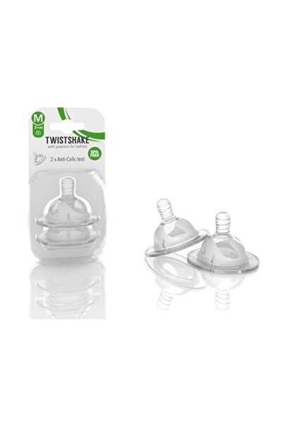Twistshake Silicone Anti-Colic 2-Pack Baby Bottle Nipple (Medium) (2+ Months)