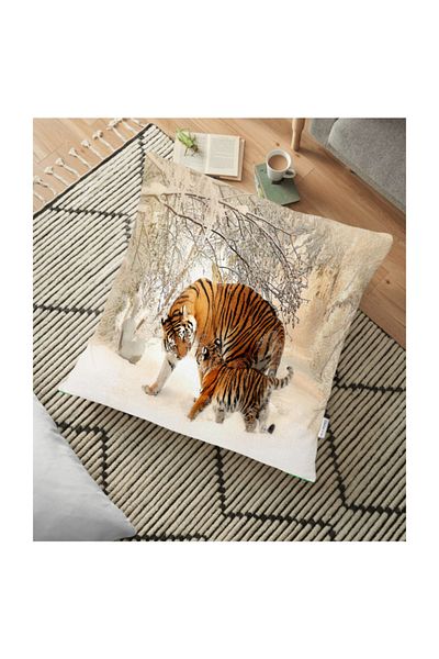 Realhomes Perna de podea cu imprimeu digital cu model leopard - 70 X 70 Cm