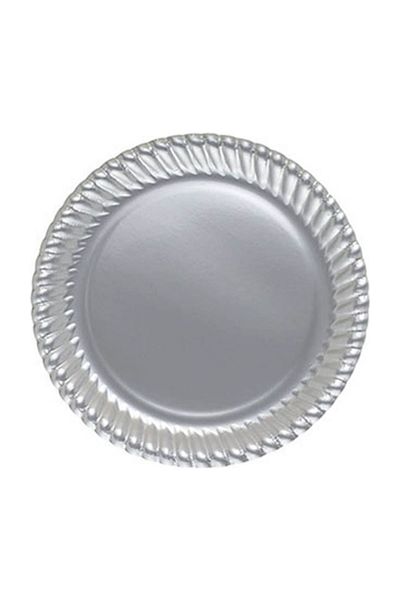 Roll-Up Gray Silver Cardboard Plate 8 Pieces