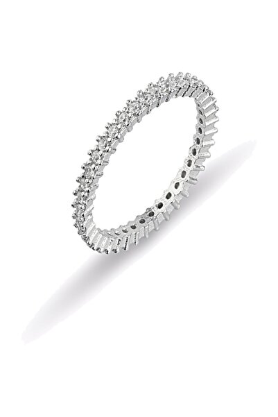 Silver And Silver Gümüş Tek Sıra Tam Tur Yüzük