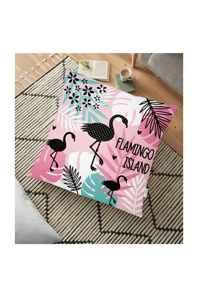 Realhomes Perna de podea imprimata digital cu model Flamingo - 70 X 70 cm