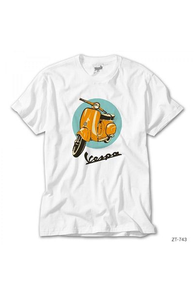 Z zepplin Λευκό μπλουζάκι Unisex Vespa Circle
