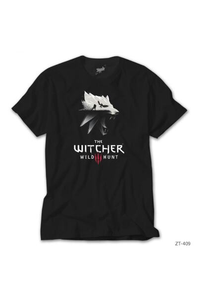 Z zepplin Tricou negru The Witcher 3 Wolf Silhouette