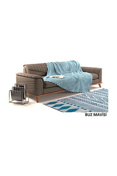 A.S.T Topdağı Tekstil Tree Bark Chenille Sofa Cover And Sofa Shawl Ice Blue