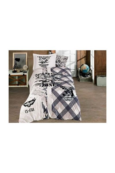 Hobby Poplin Single Duvet Cover Set Sky Force Grey