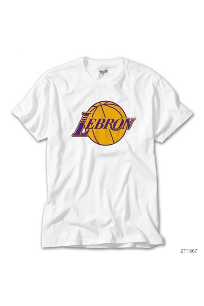 Z zepplin تي شيرت أبيض بشعار ليبرون جيمس ليكرز