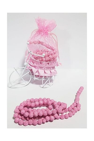 RoseRoi Baby Shower Gift Bicycle Basket Pouch Rose Scented Rose Patterned Rosary 10 Pieces