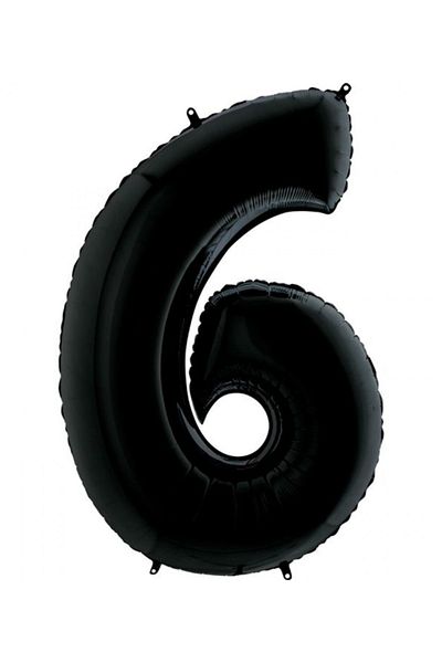 Big Party 6 Number Black Foil Balloon 102 Cm