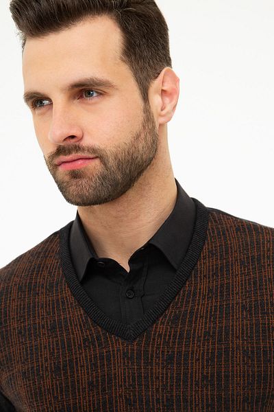 Pierre Cardin Мъжки антрацитно сив меланжов тесен пуловер G021GL0TK.000867147