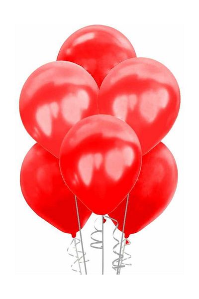 Happyland 100 Pieces Red Metallic Balloons