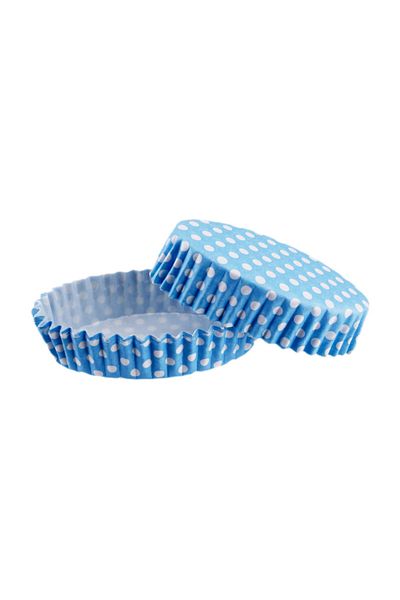 TT Tahtakale Toptancıları F11 Polka Dot Blue Oval Model Cupcake Mold - 100 Pieces