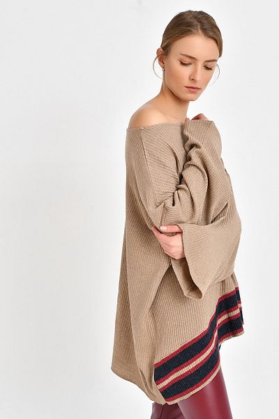 Quincey Casual μάλλινο πουλόβερ Μπεζ BDE2522