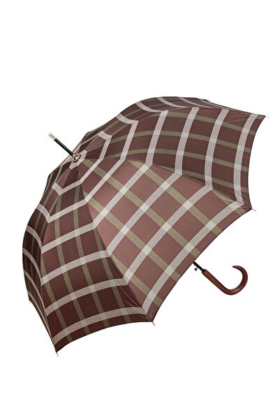 APRİL Snotline Kadın Uzun Baston Şemsiye Ekose Kahve 23L