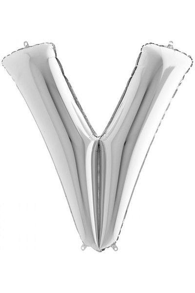 Big Party V Letter Silver Foil Balloon 102 Cm
