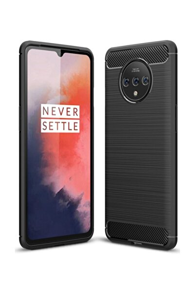 Microcase Oneplus 7t Brushed Carbon Fiber Silikon Kılıf - Siyah