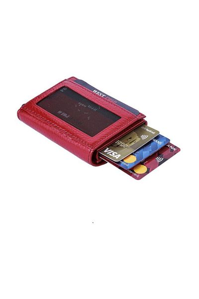 WEST POLO CÜZDAN Men's Wallet with Money Compartments and Card Holder Red Leather Mechanism