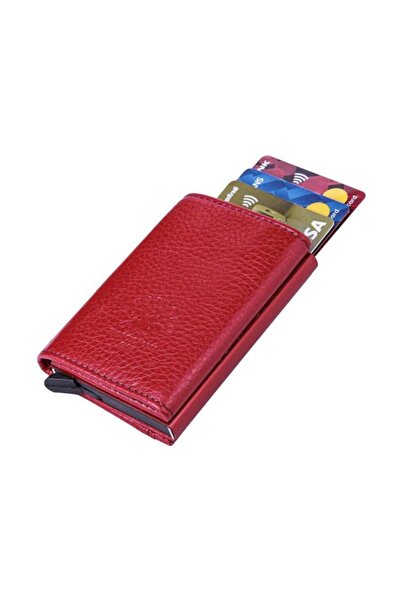WEST POLO CÜZDAN Men's Wallet with Money Compartments and Card Holder Red Leather Mechanism