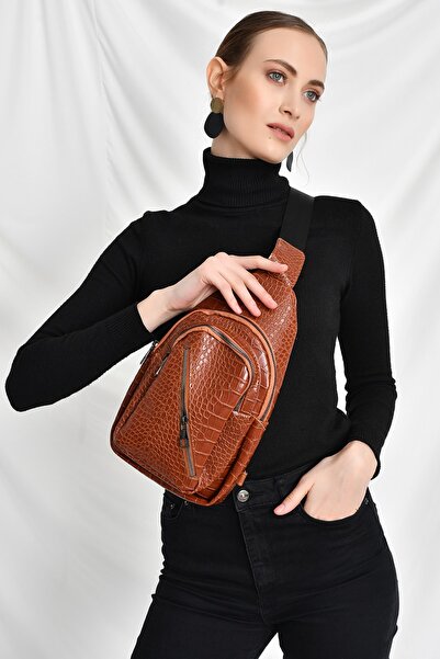 Bagzone Geantă de talie cu model crocodil pentru femei, maro, 10RZ3004