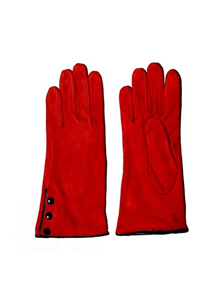 Deri Eldivenci Kadın Çıt Çıtlı  Süet Deri Eldiven