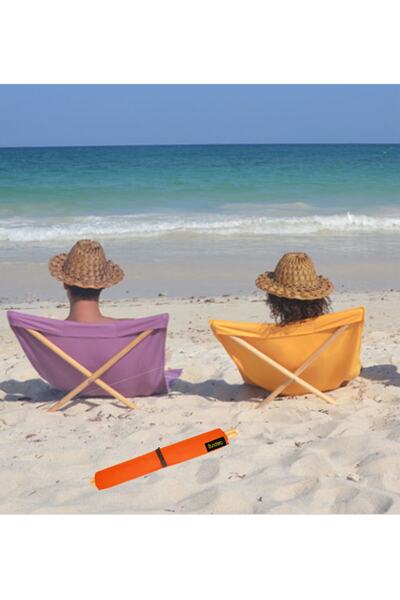 Bundera Pratik Şezlong Sarı Katlanabilir Bahçe Kamp Havuz Deniz Yatağı Minder Koltuk Yatak Plaj Havlusu