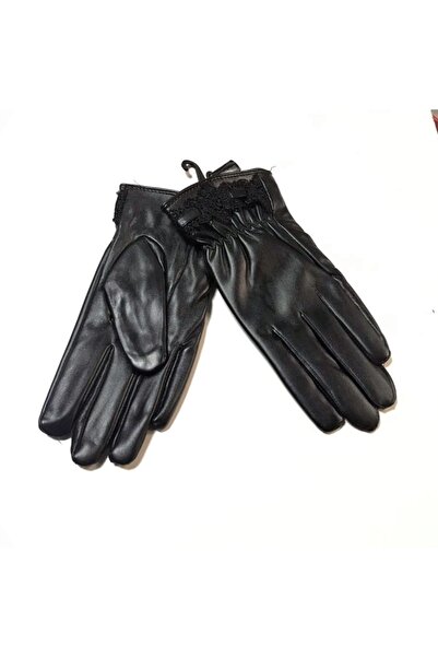İşnar Siyah Renk Kadın Suni Deri Eldiven