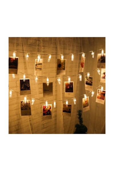 LEDREYON Dekoratif Pilli Mandallı Ip Led Dizeleri - Mandal Led 15 Mandallı