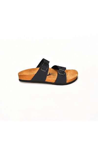 Moosefield Genuine Leather Black Women's Slippers